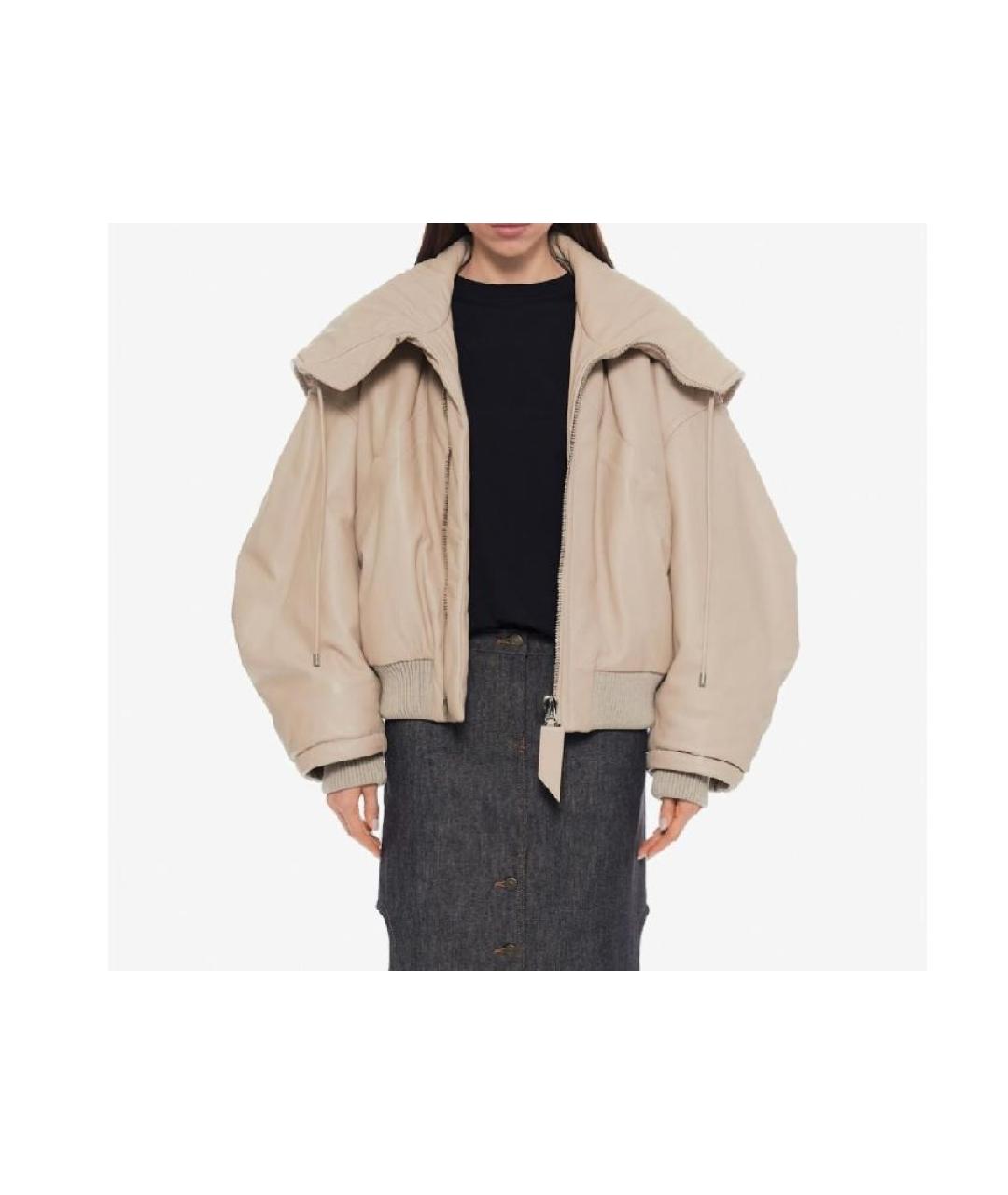 THE ATTICO Бежевая кожаная куртка, фото 5