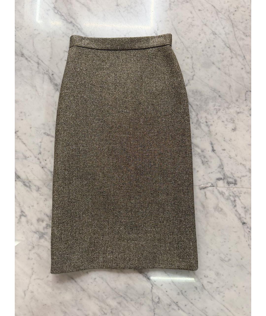 CHRISTIAN DIOR Золотая хлопковая юбка миди, фото 4