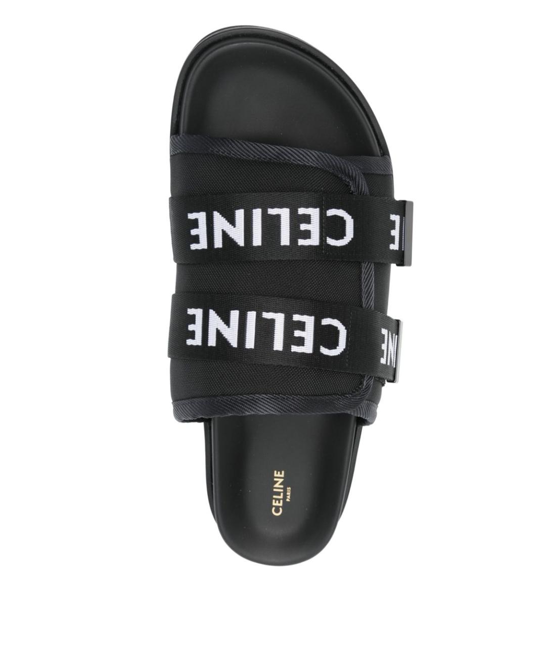 CELINE Черные текстильные шлепанцы, фото 3