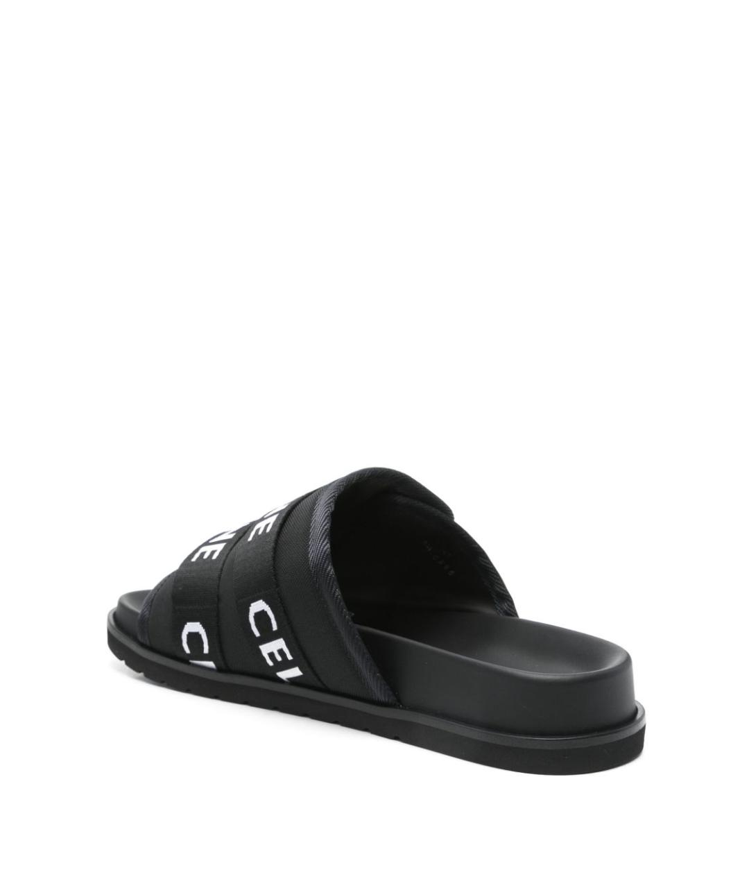 CELINE Черные текстильные шлепанцы, фото 4