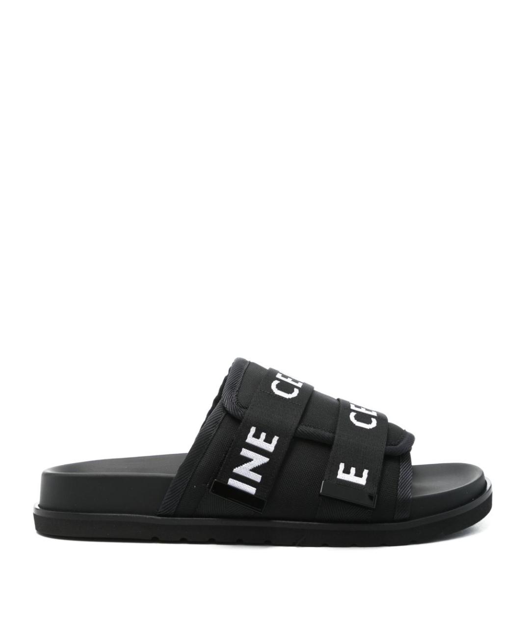 CELINE Черные текстильные шлепанцы, фото 1