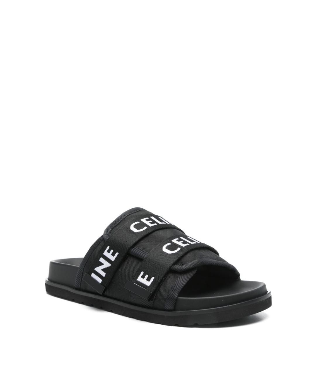 CELINE Черные текстильные шлепанцы, фото 2