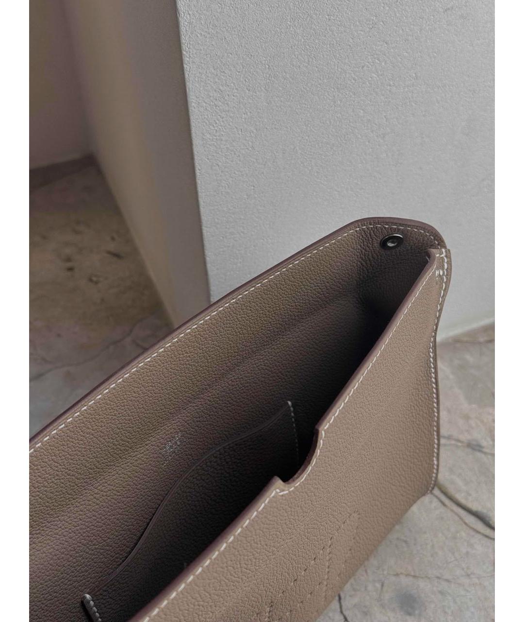 HERMES Хаки кожаная сумка на плечо, фото 4