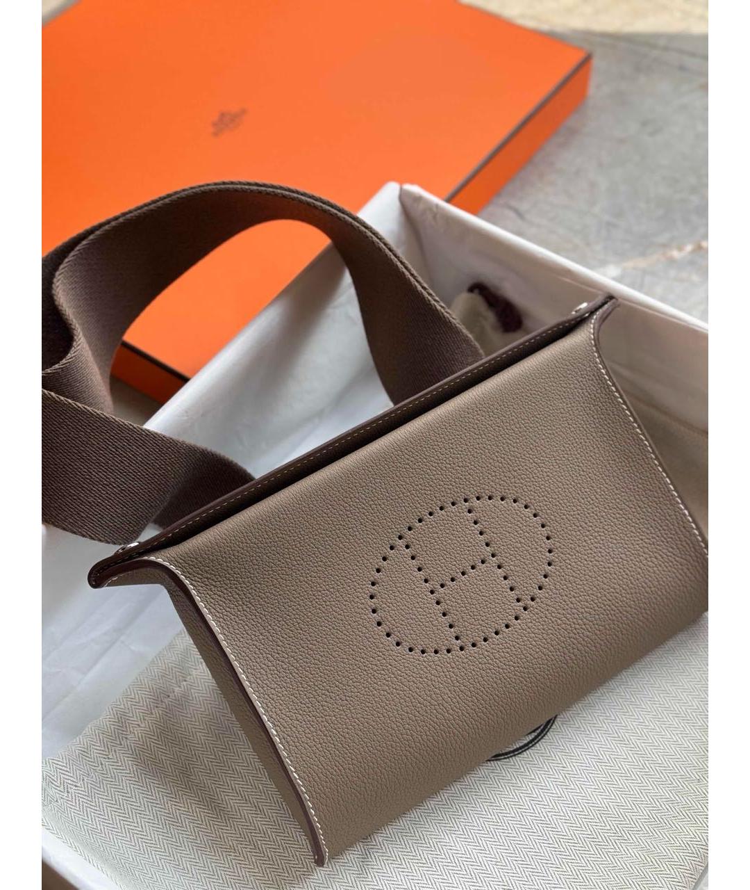 HERMES Хаки кожаная сумка на плечо, фото 2