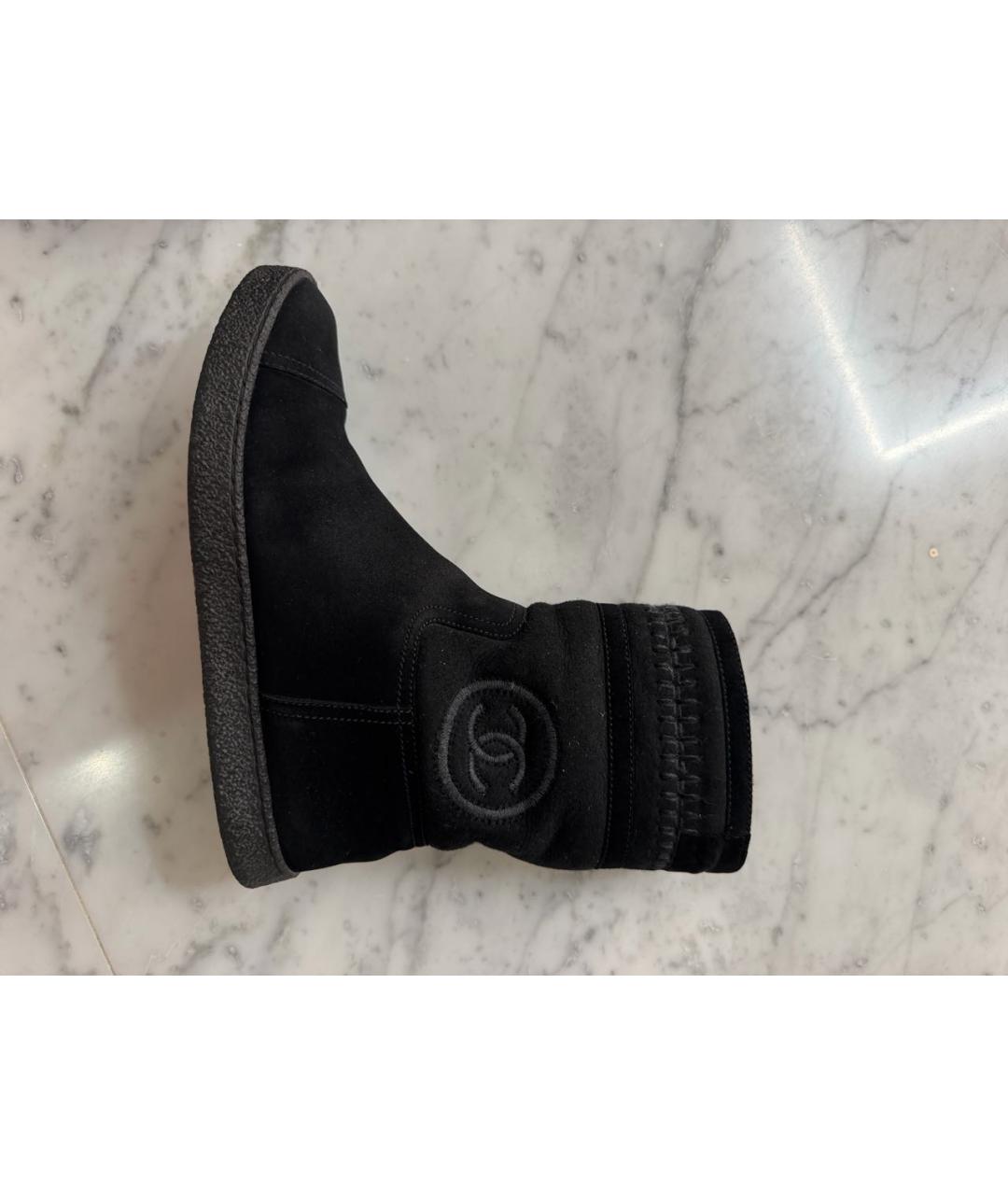 CHANEL Черные нубуковые полусапоги, фото 4