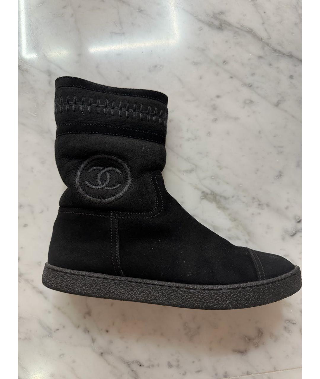 CHANEL Черные нубуковые полусапоги, фото 8
