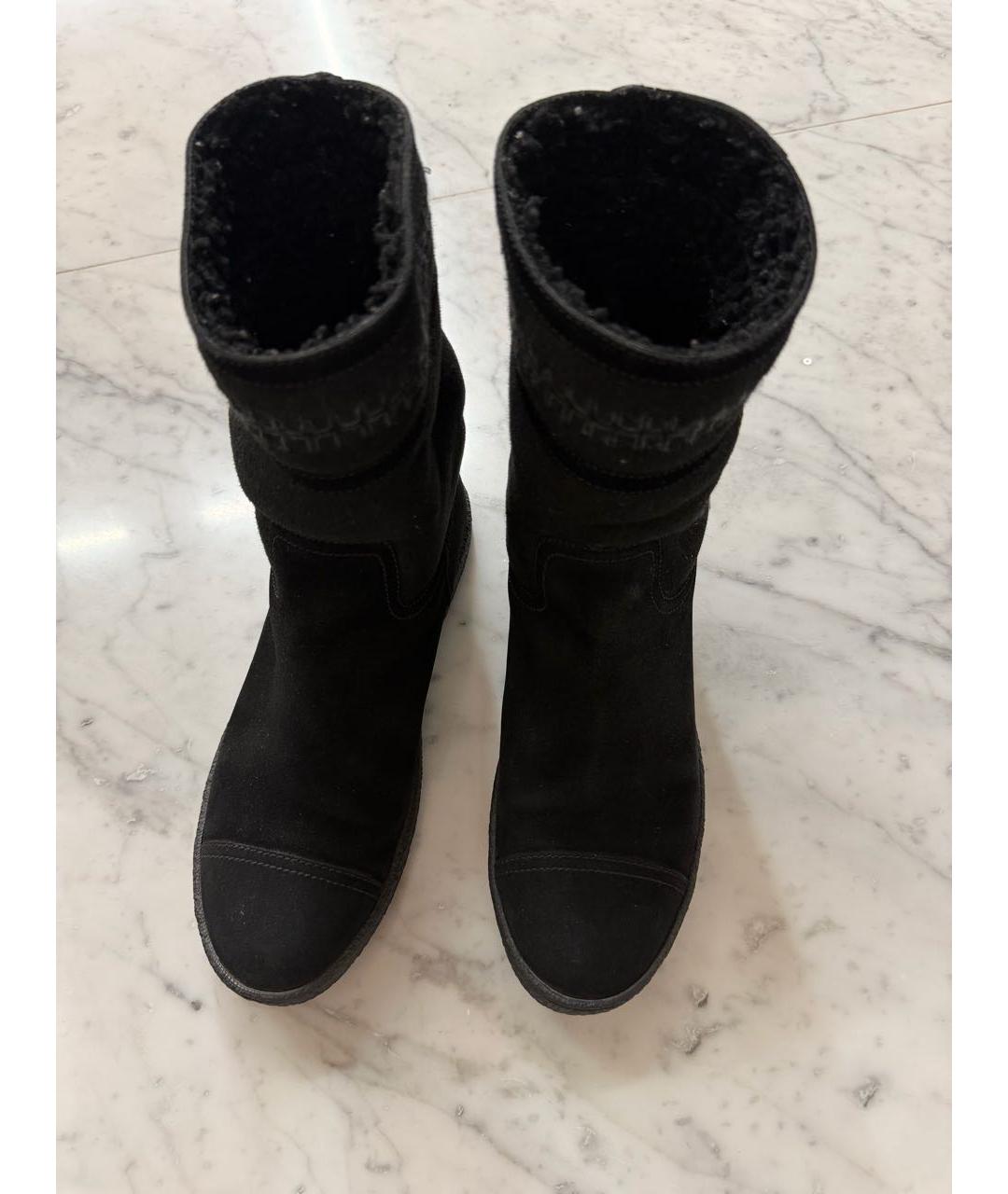 CHANEL Черные нубуковые полусапоги, фото 7