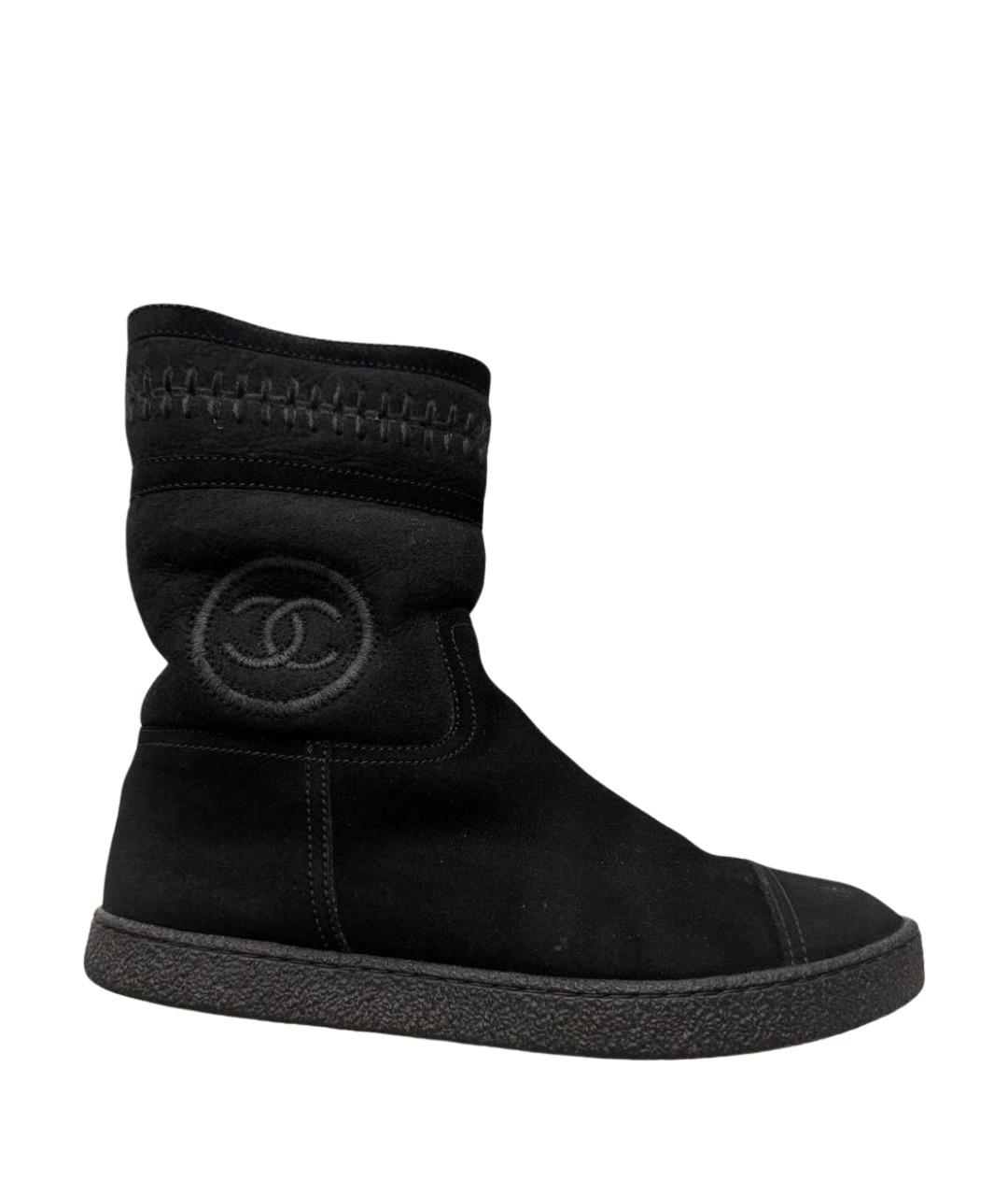 CHANEL Черные нубуковые полусапоги, фото 1