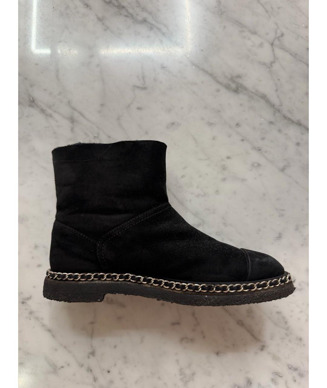 CHANEL Черные нубуковые полусапоги, фото 3