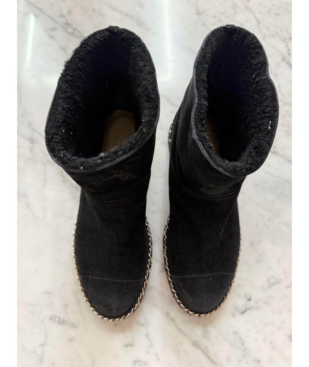 CHANEL Черные нубуковые полусапоги, фото 5