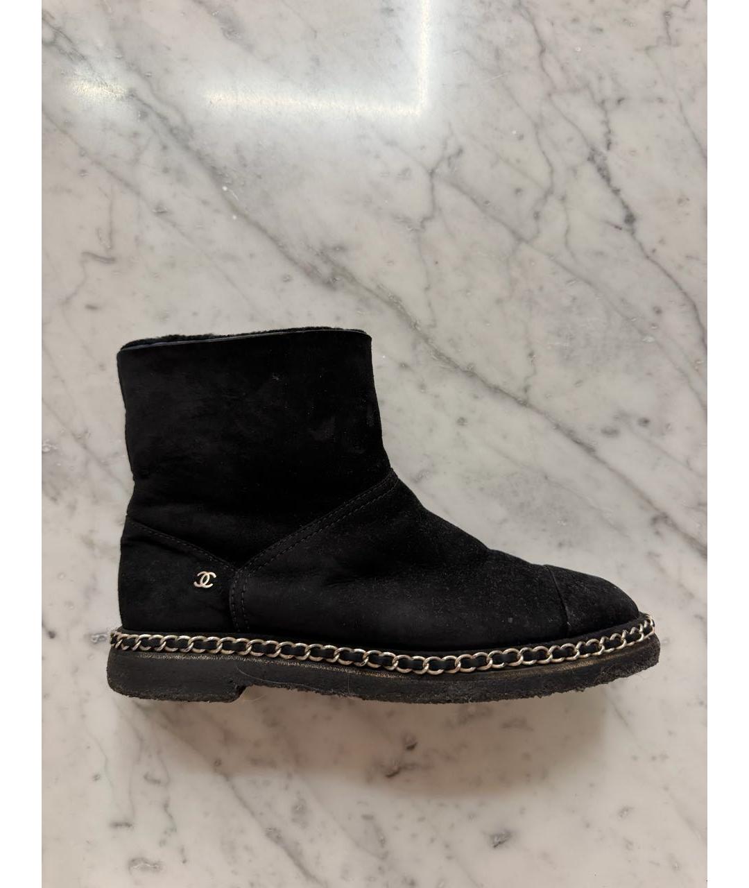 CHANEL Черные нубуковые полусапоги, фото 7