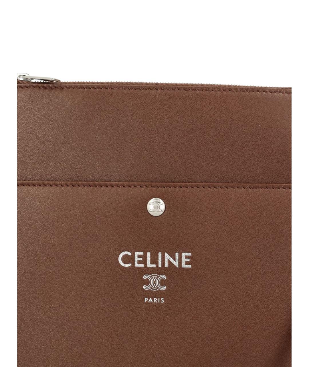 CELINE Коричневая кожаная сумка на плечо, фото 2