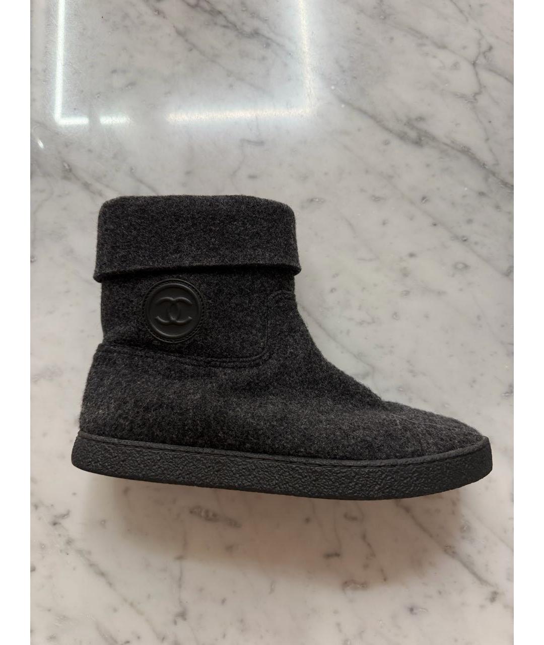 CHANEL Антрацитовые полусапоги, фото 7