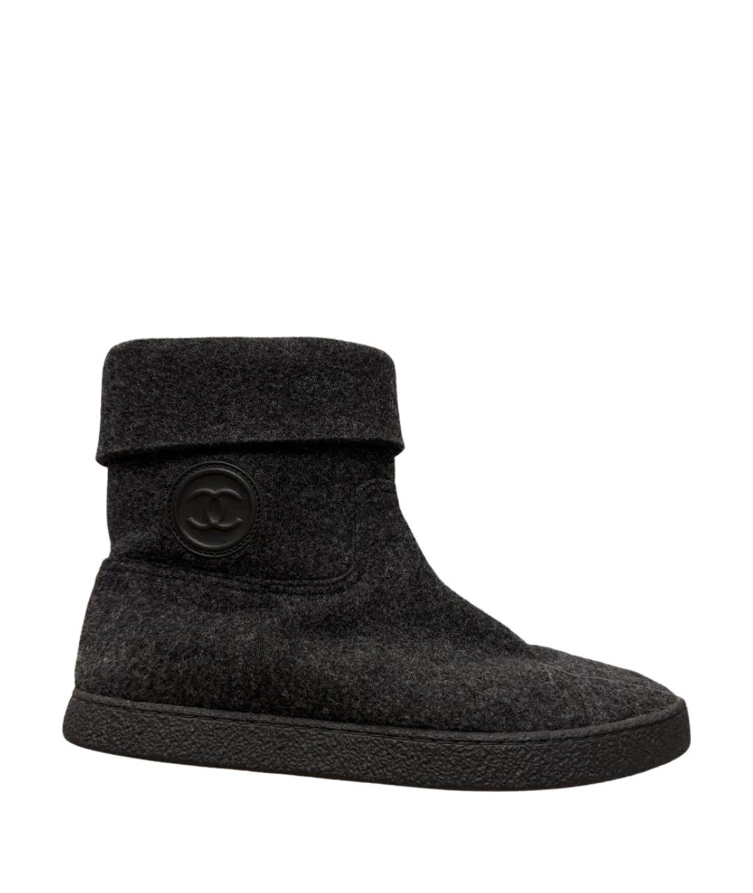 CHANEL Антрацитовые полусапоги, фото 1