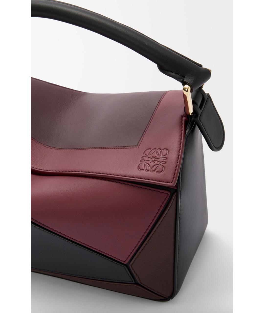 LOEWE Бордовая кожаная сумка с короткими ручками, фото 4