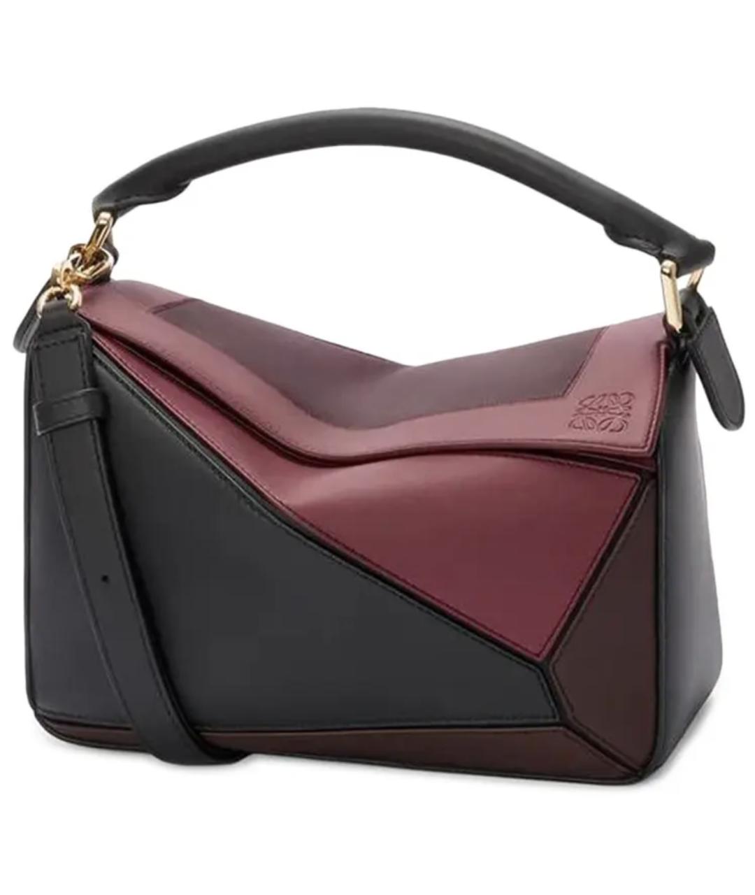LOEWE Бордовая кожаная сумка с короткими ручками, фото 5