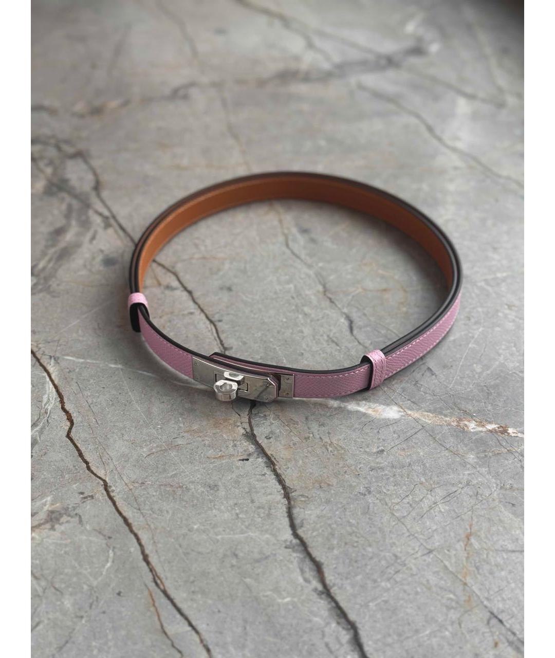 HERMES Розовый кожаный ремень, фото 3