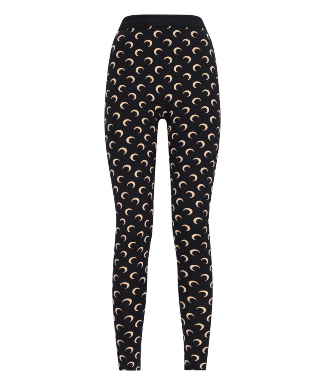 MARINE SERRE Черные полиамидовые леггинсы и велосипедки, фото 1