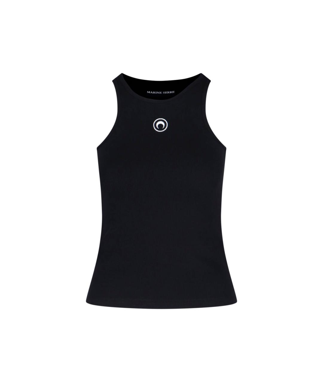 MARINE SERRE Черная хлопковая майка, фото 1