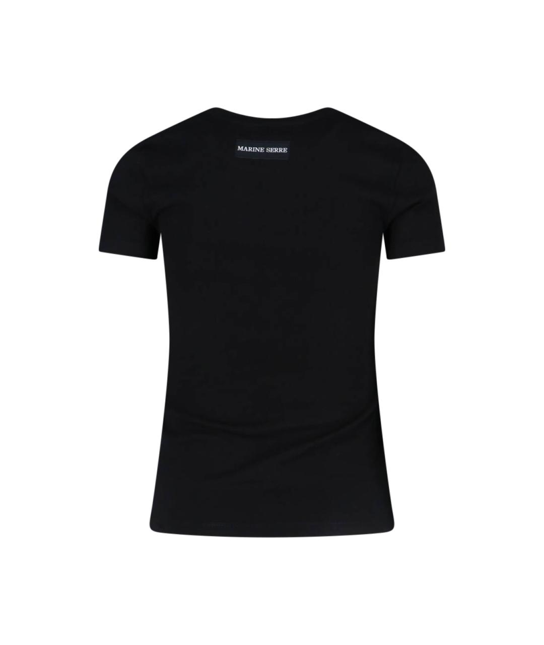 MARINE SERRE Черная хлопковая футболка, фото 2