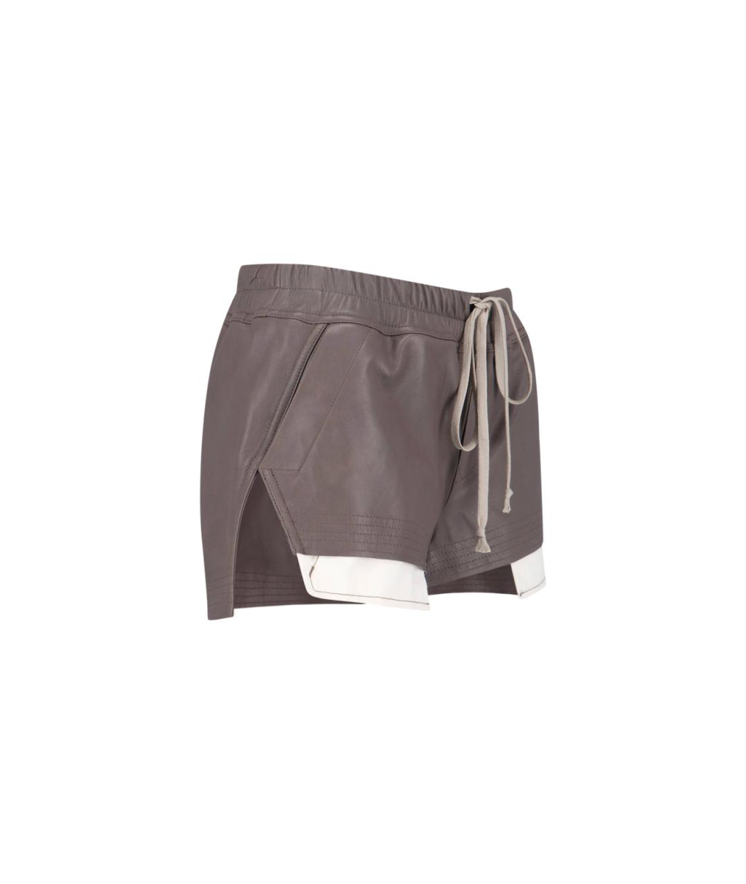 RICK OWENS Коричневые кожаные шорты, фото 3