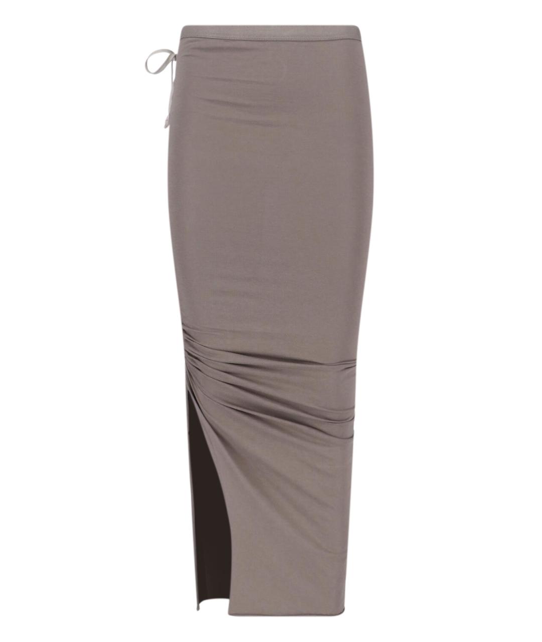 RICK OWENS Коричневая хлопковая юбка миди, фото 1