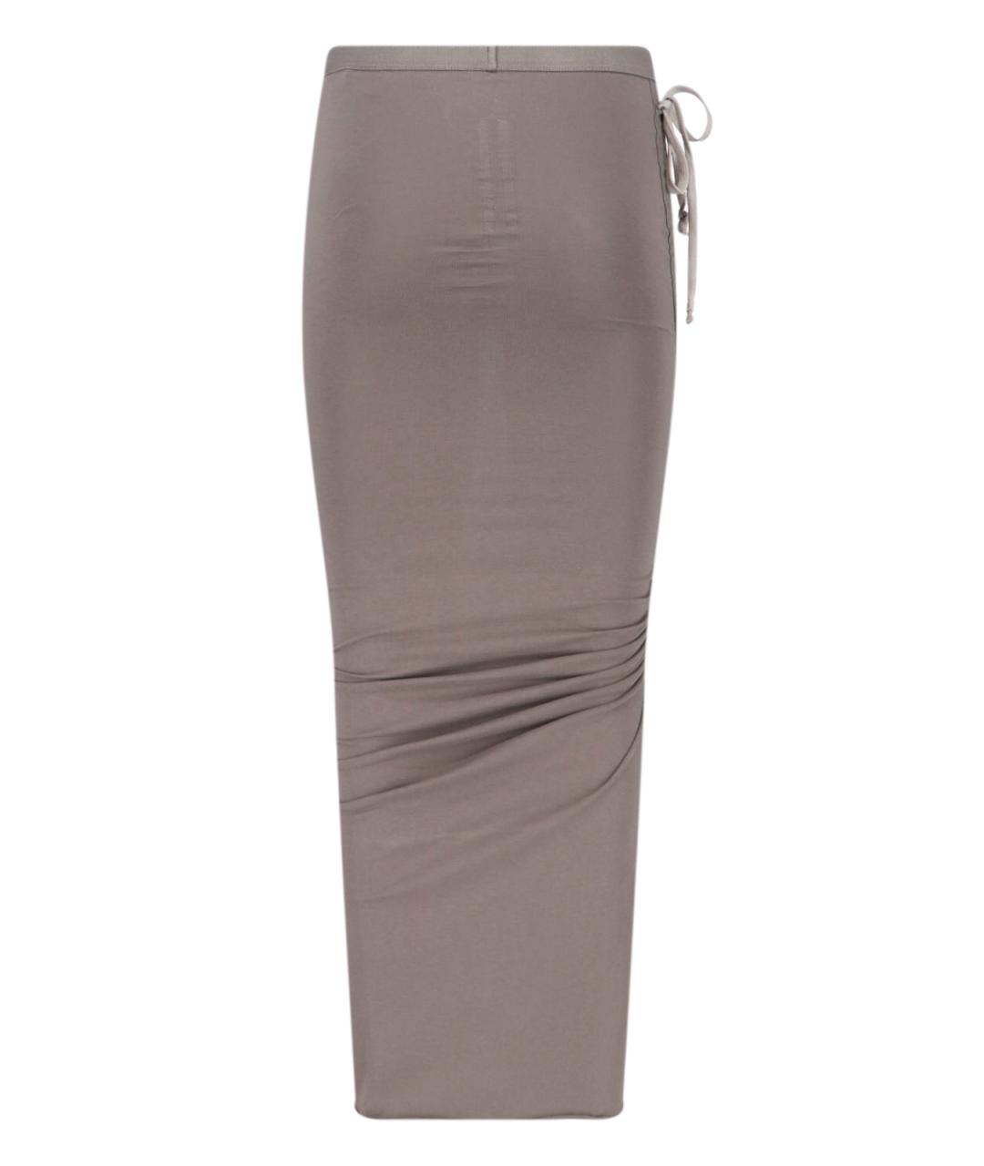 RICK OWENS Коричневая хлопковая юбка миди, фото 2