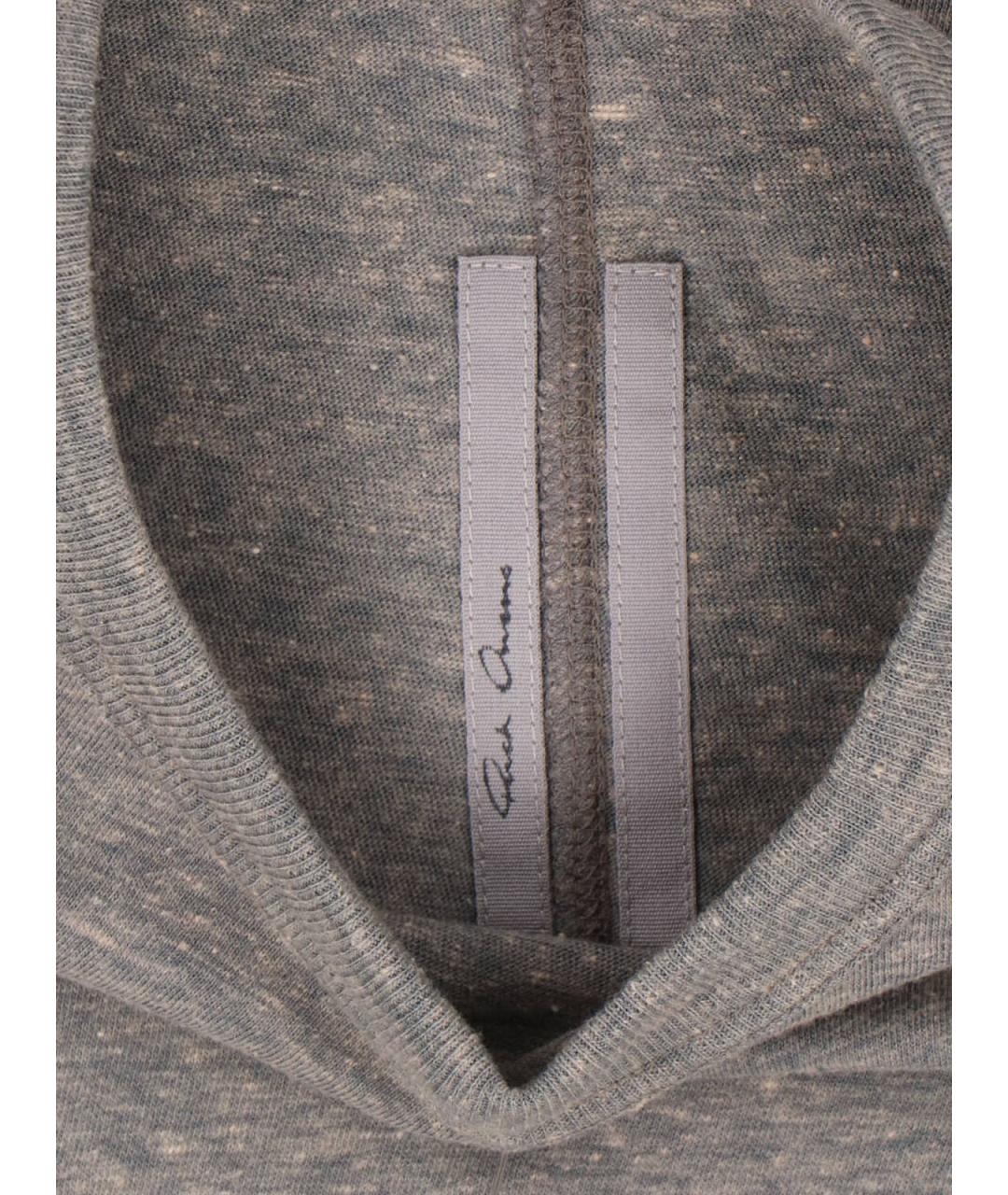 RICK OWENS Серая хлопковая футболка, фото 3
