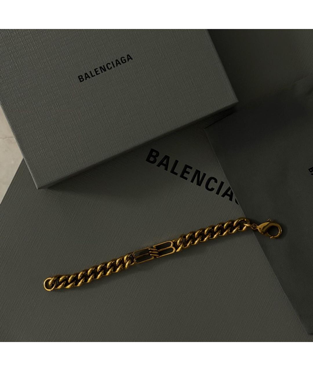 BALENCIAGA Золотой латунный браслет, фото 5