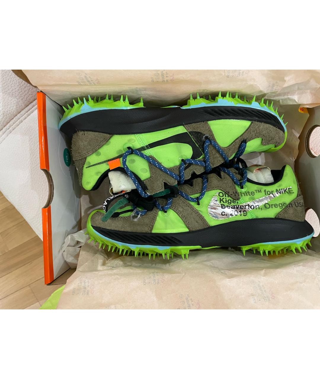 NIKE X OFF-WHITE Зеленые замшевые низкие кроссовки / кеды, фото 5