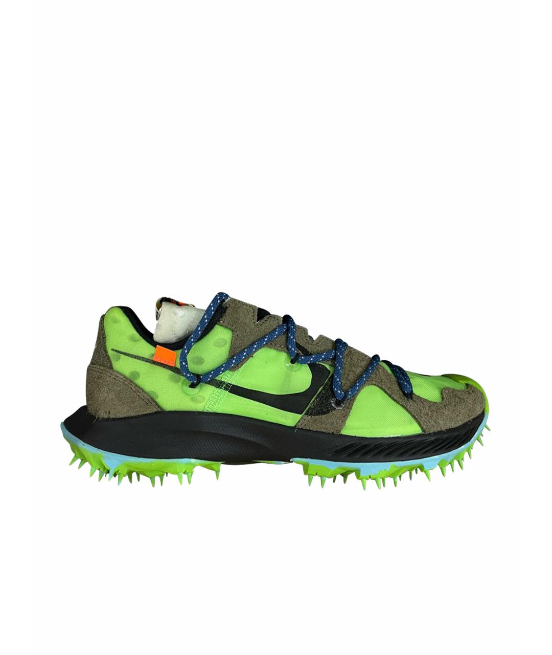 NIKE X OFF-WHITE Зеленые замшевые низкие кроссовки / кеды, фото 1