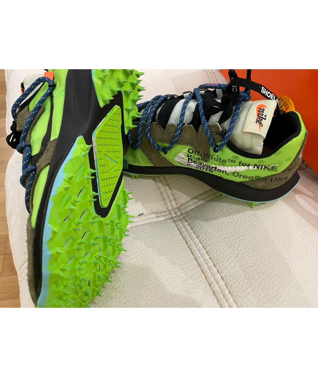 NIKE X OFF-WHITE Зеленые замшевые низкие кроссовки / кеды, фото 4