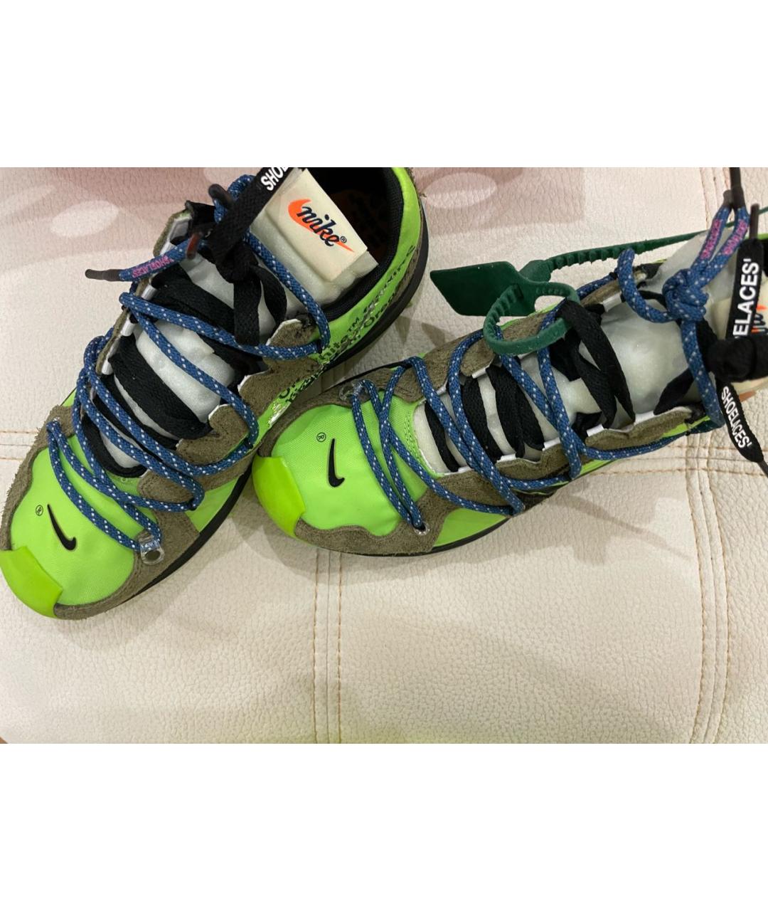 NIKE X OFF-WHITE Зеленые замшевые низкие кроссовки / кеды, фото 3