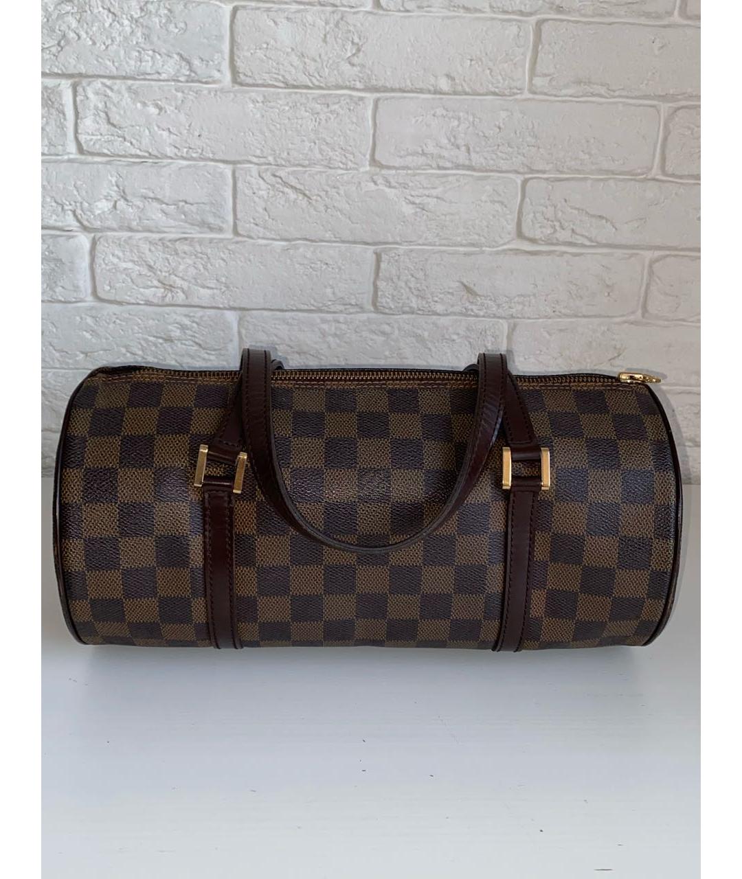 LOUIS VUITTON Коричневая кожаная сумка с короткими ручками, фото 2