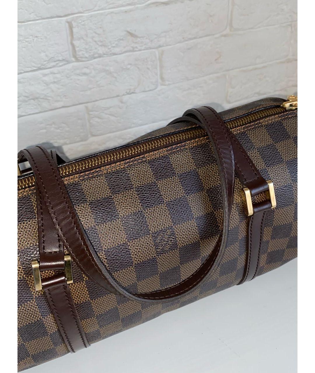 LOUIS VUITTON Коричневая кожаная сумка с короткими ручками, фото 3