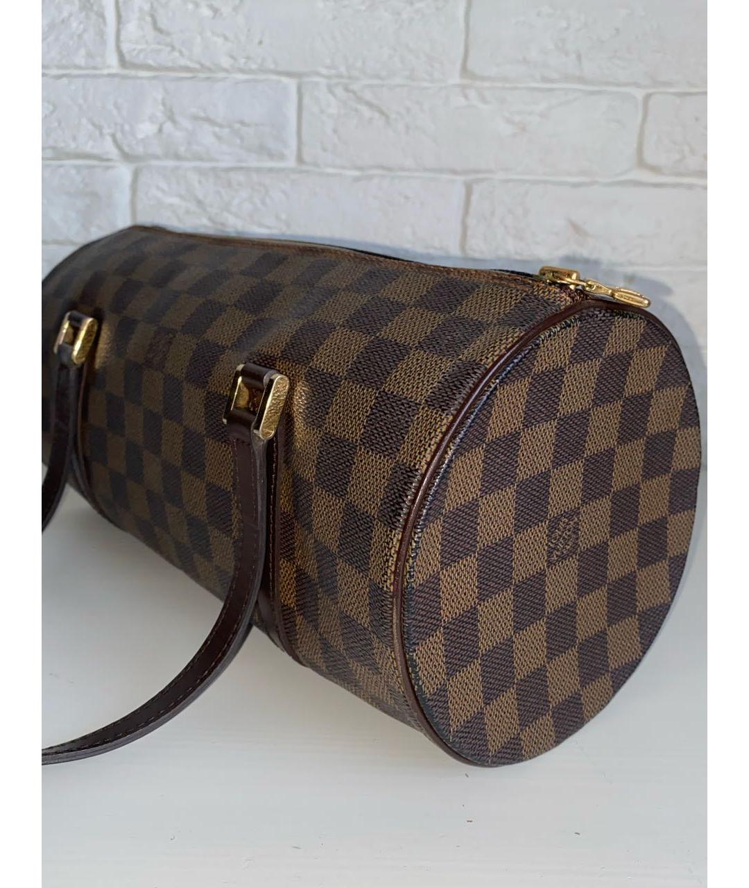 LOUIS VUITTON Коричневая кожаная сумка с короткими ручками, фото 6