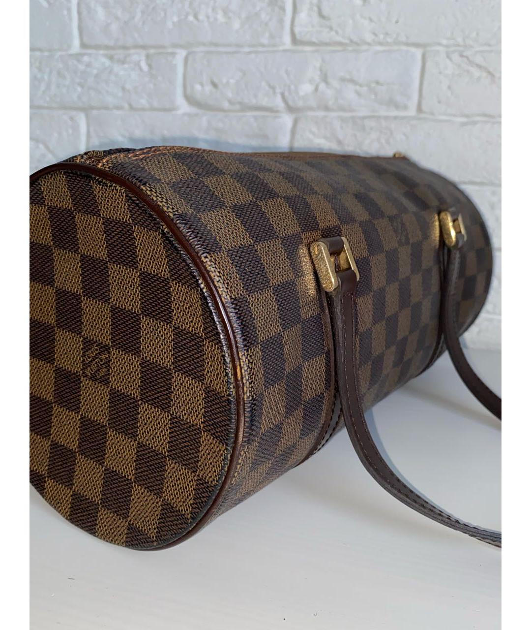 LOUIS VUITTON Коричневая кожаная сумка с короткими ручками, фото 8