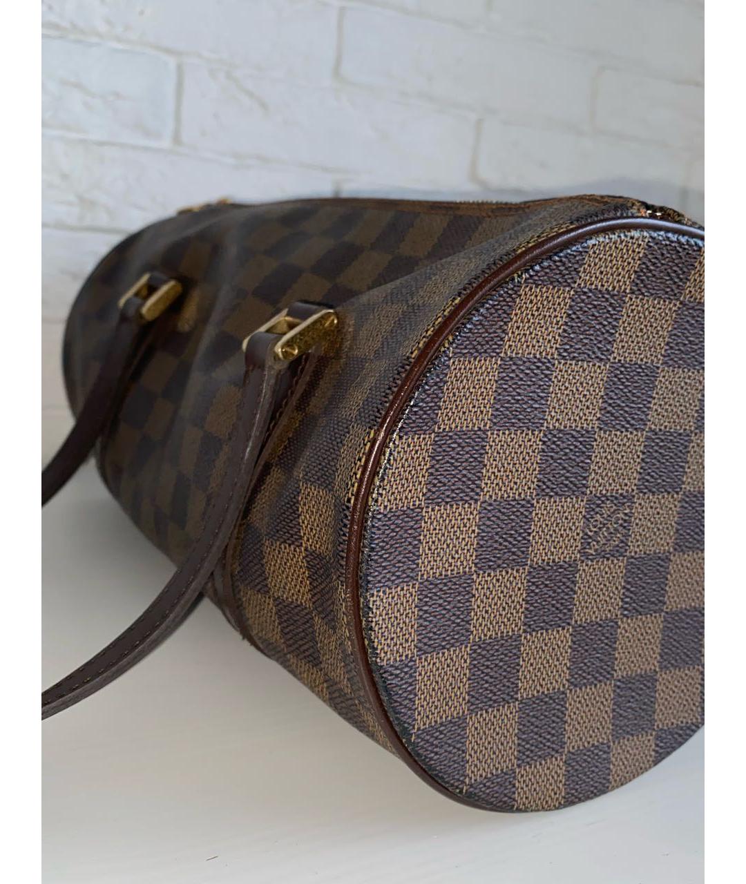 LOUIS VUITTON Коричневая кожаная сумка с короткими ручками, фото 7