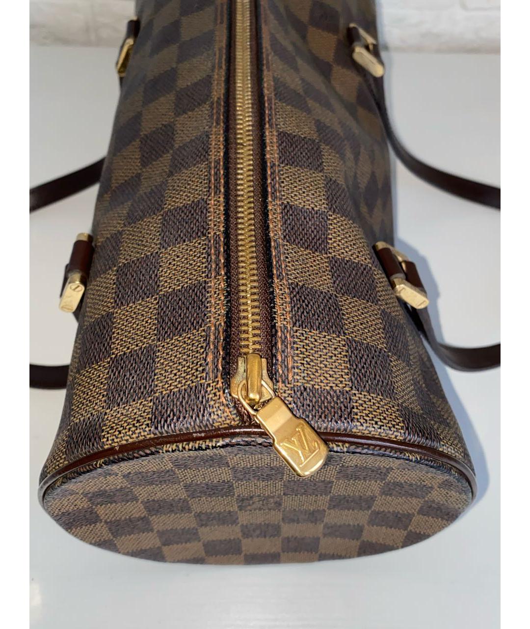 LOUIS VUITTON Коричневая кожаная сумка с короткими ручками, фото 4