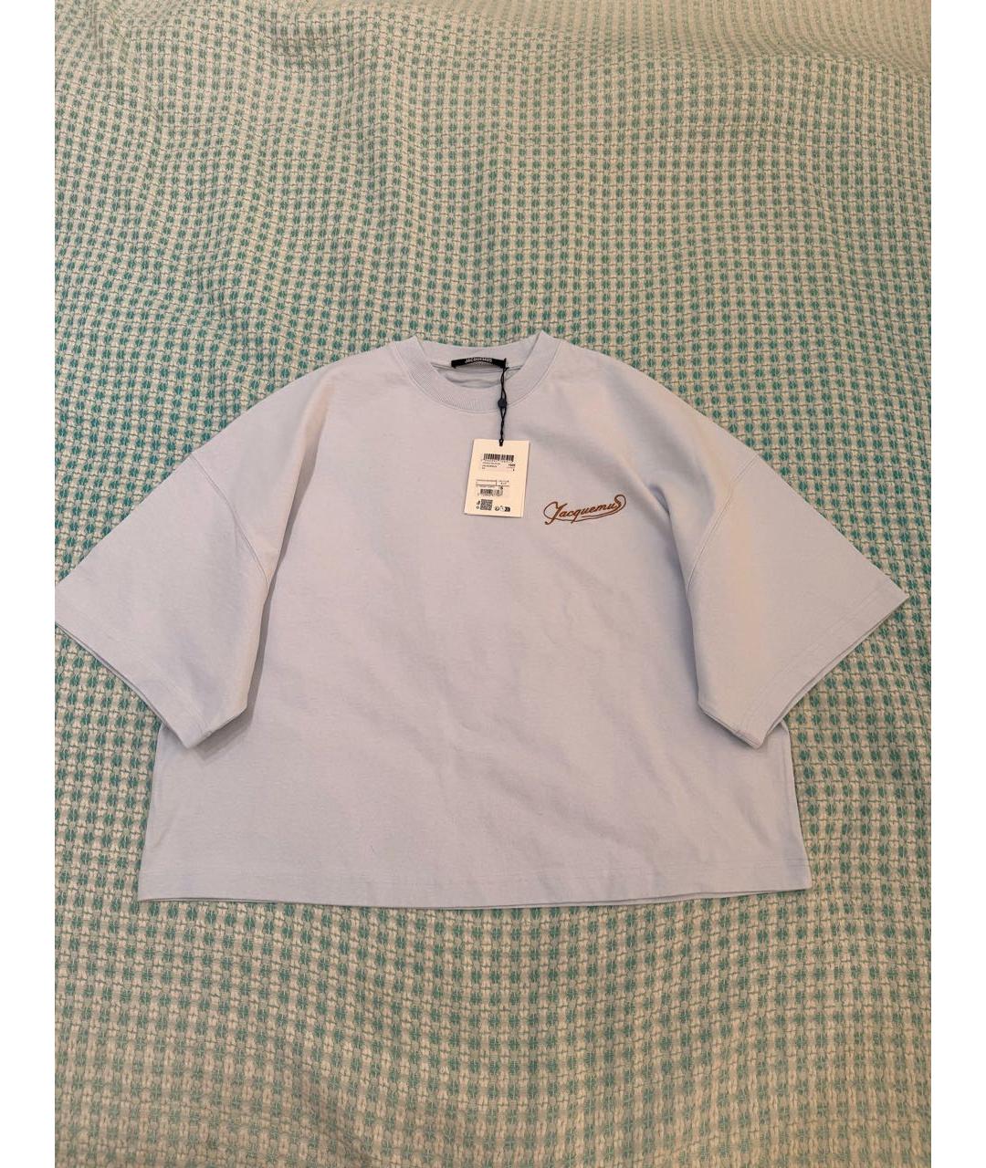 JACQUEMUS Голубая хлопковая футболка, фото 2