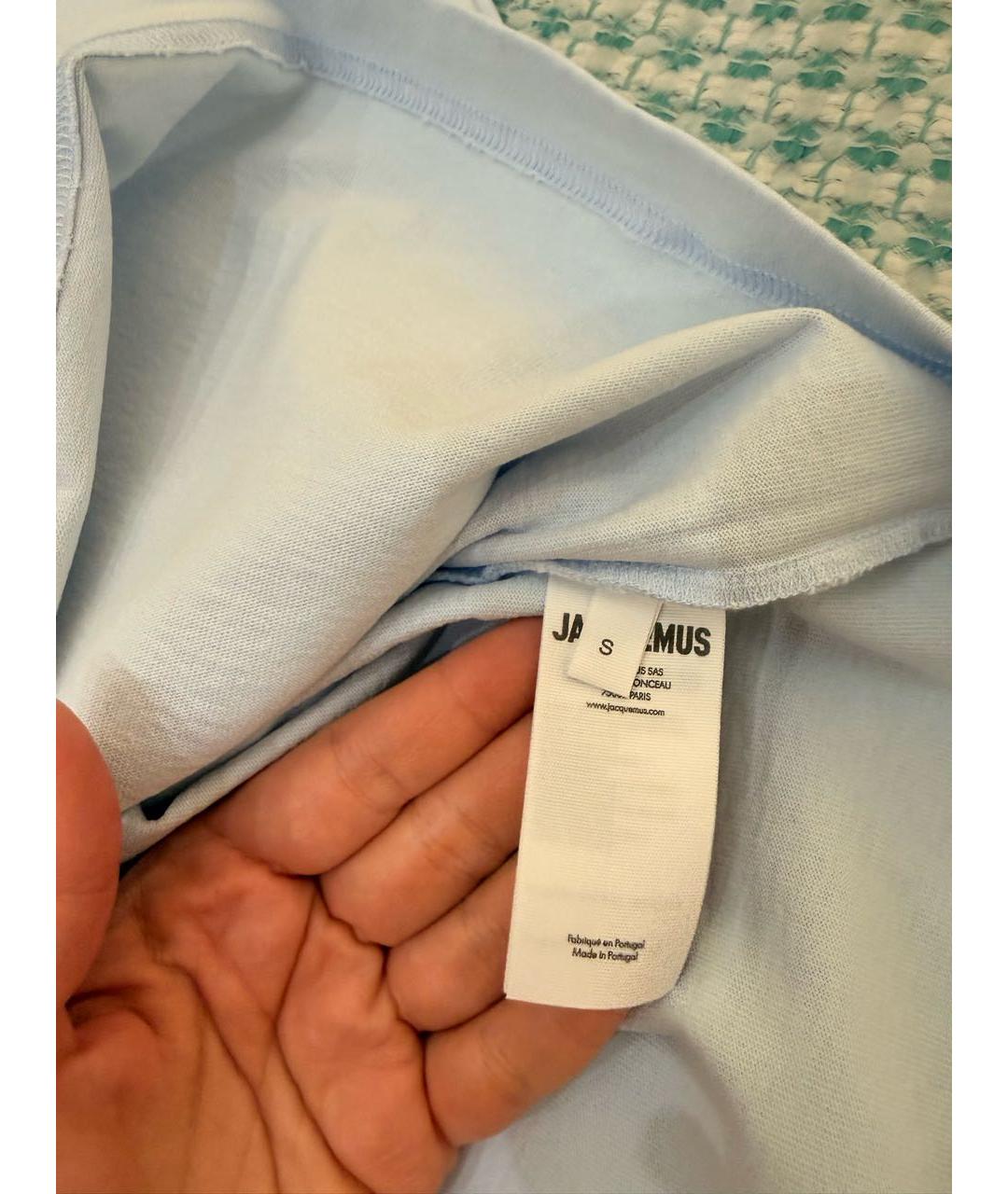 JACQUEMUS Голубая хлопковая футболка, фото 4