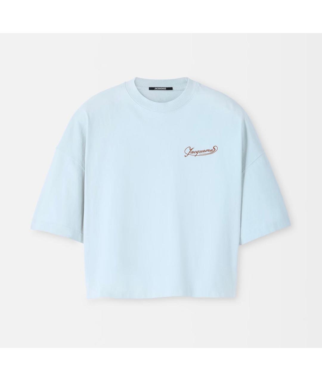 JACQUEMUS Голубая хлопковая футболка, фото 9