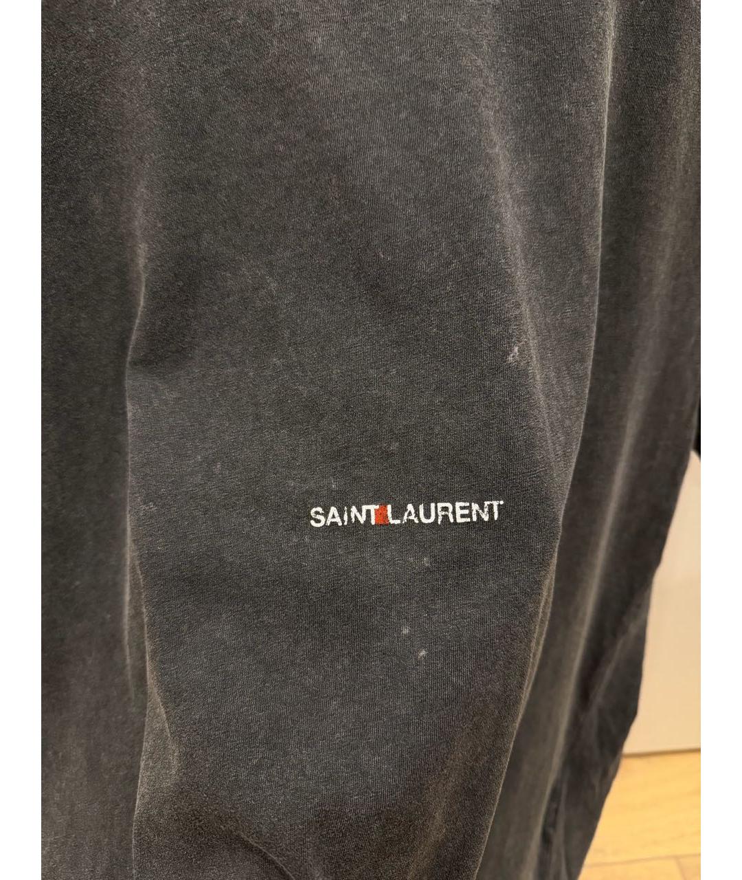 SAINT LAURENT Серая хлопковая футболка, фото 3
