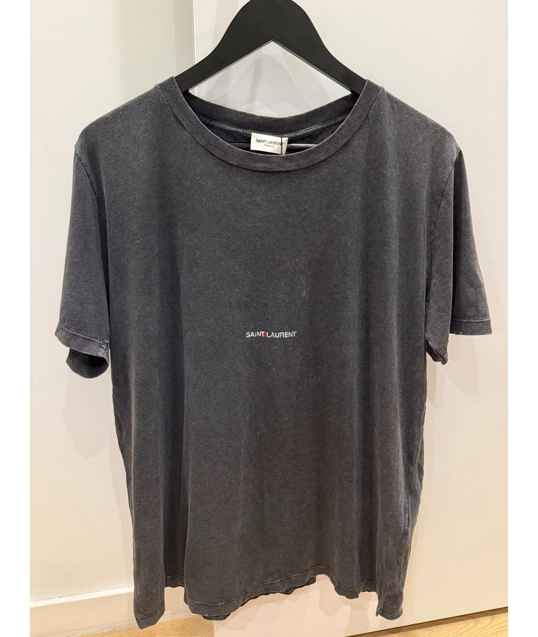 SAINT LAURENT Серая хлопковая футболка, фото 5
