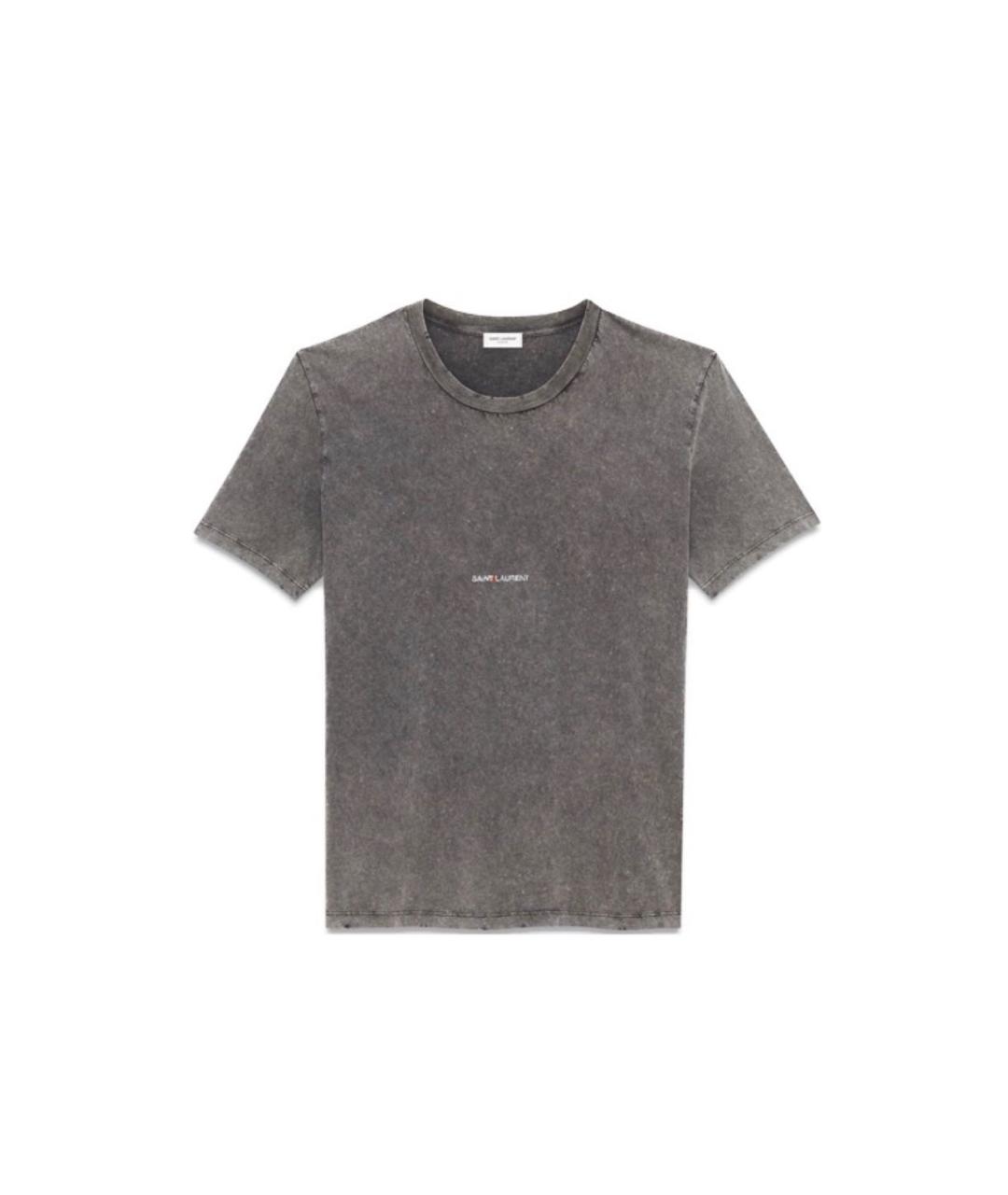 SAINT LAURENT Серая хлопковая футболка, фото 9