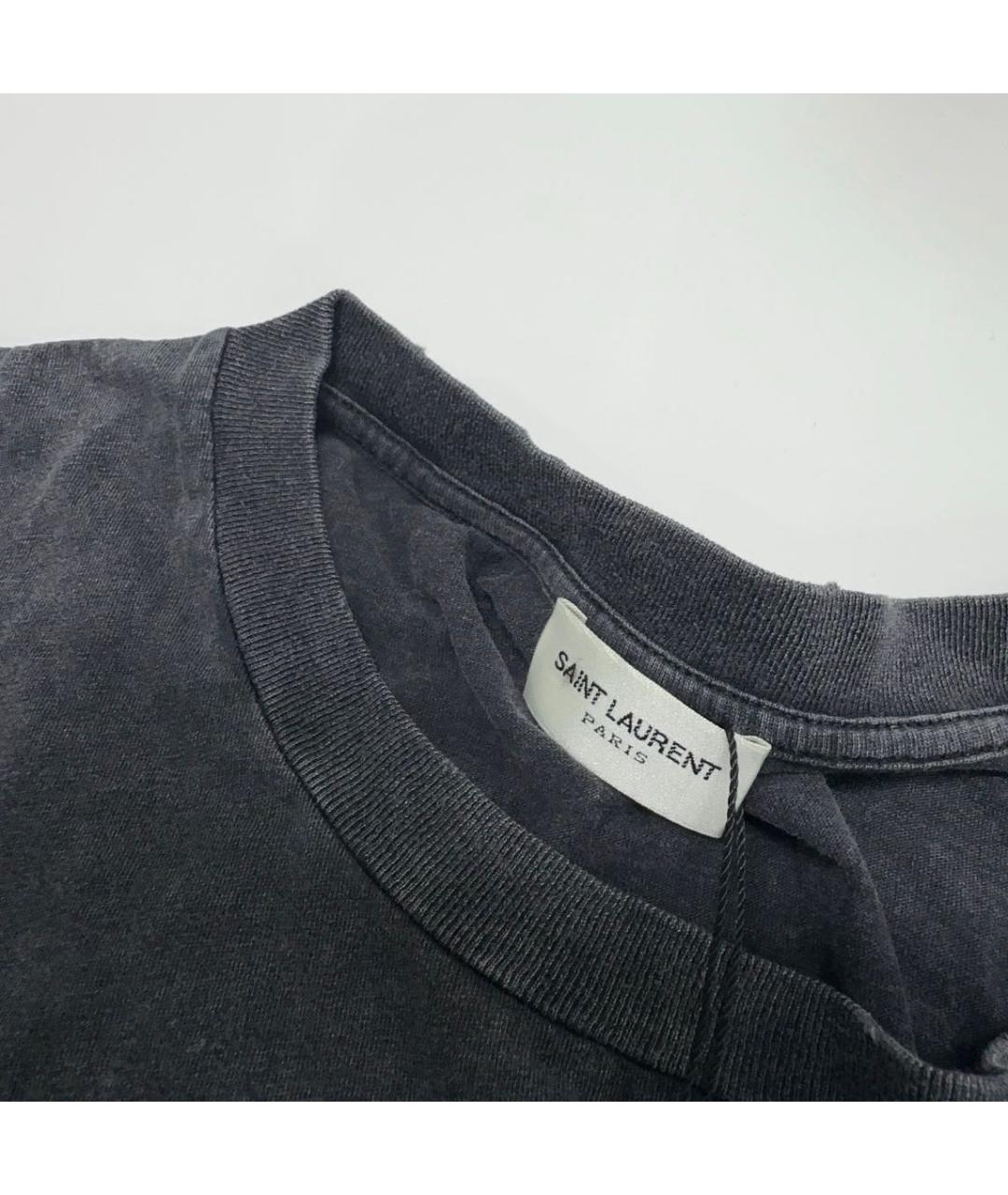 SAINT LAURENT Серая хлопковая футболка, фото 4