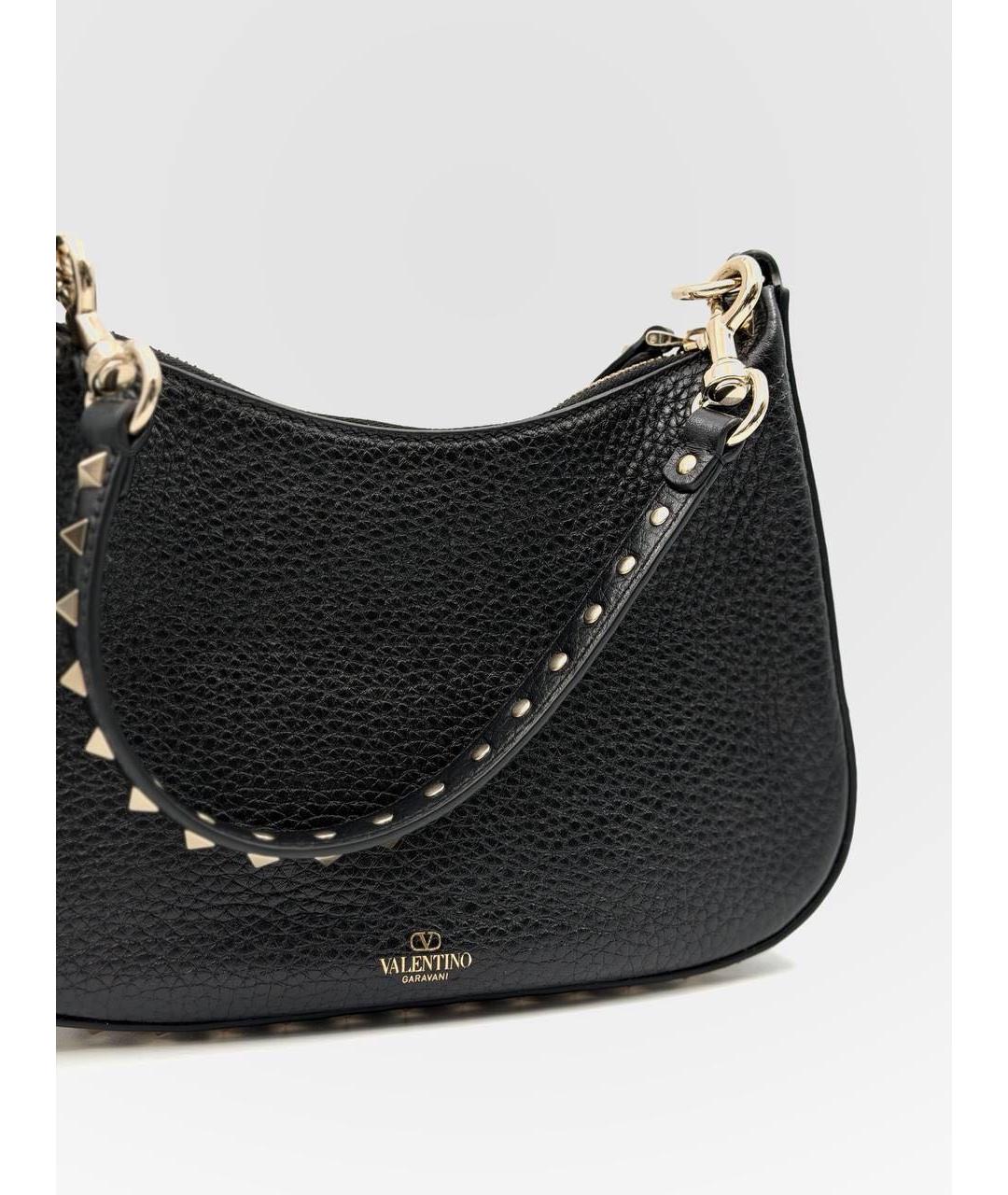 VALENTINO Черная кожаная сумка через плечо, фото 3
