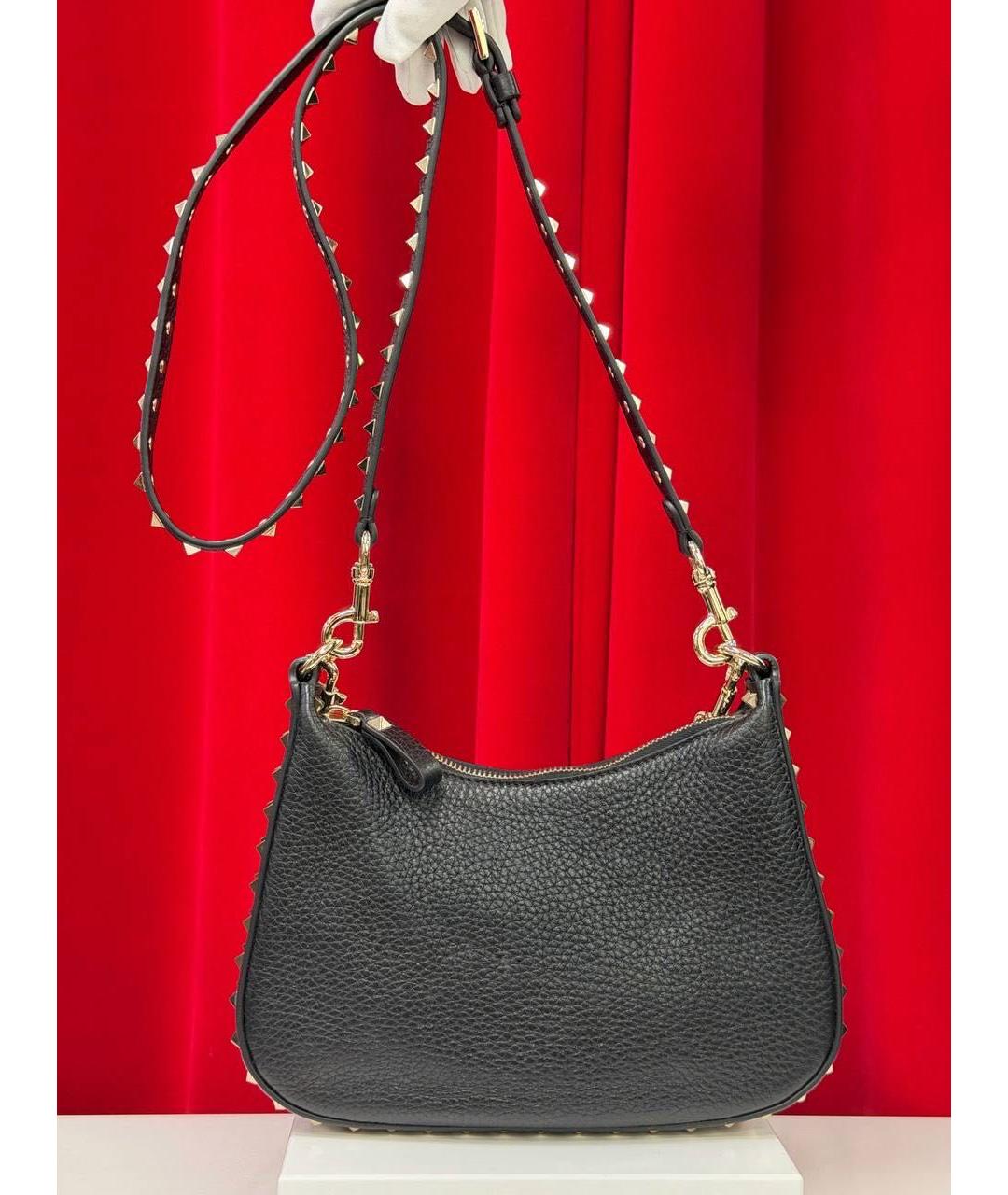 VALENTINO Черная кожаная сумка через плечо, фото 5