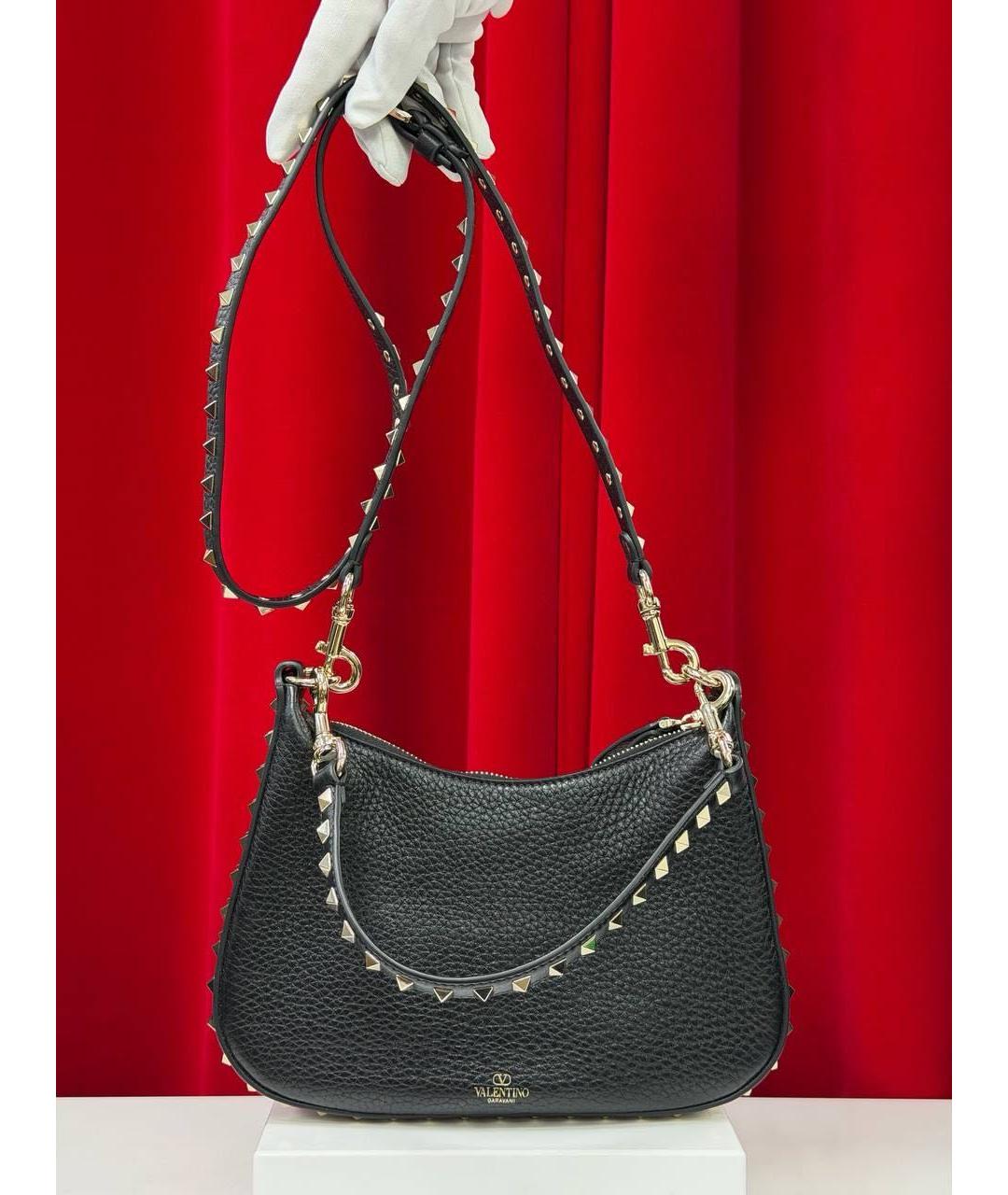 VALENTINO Черная кожаная сумка через плечо, фото 4