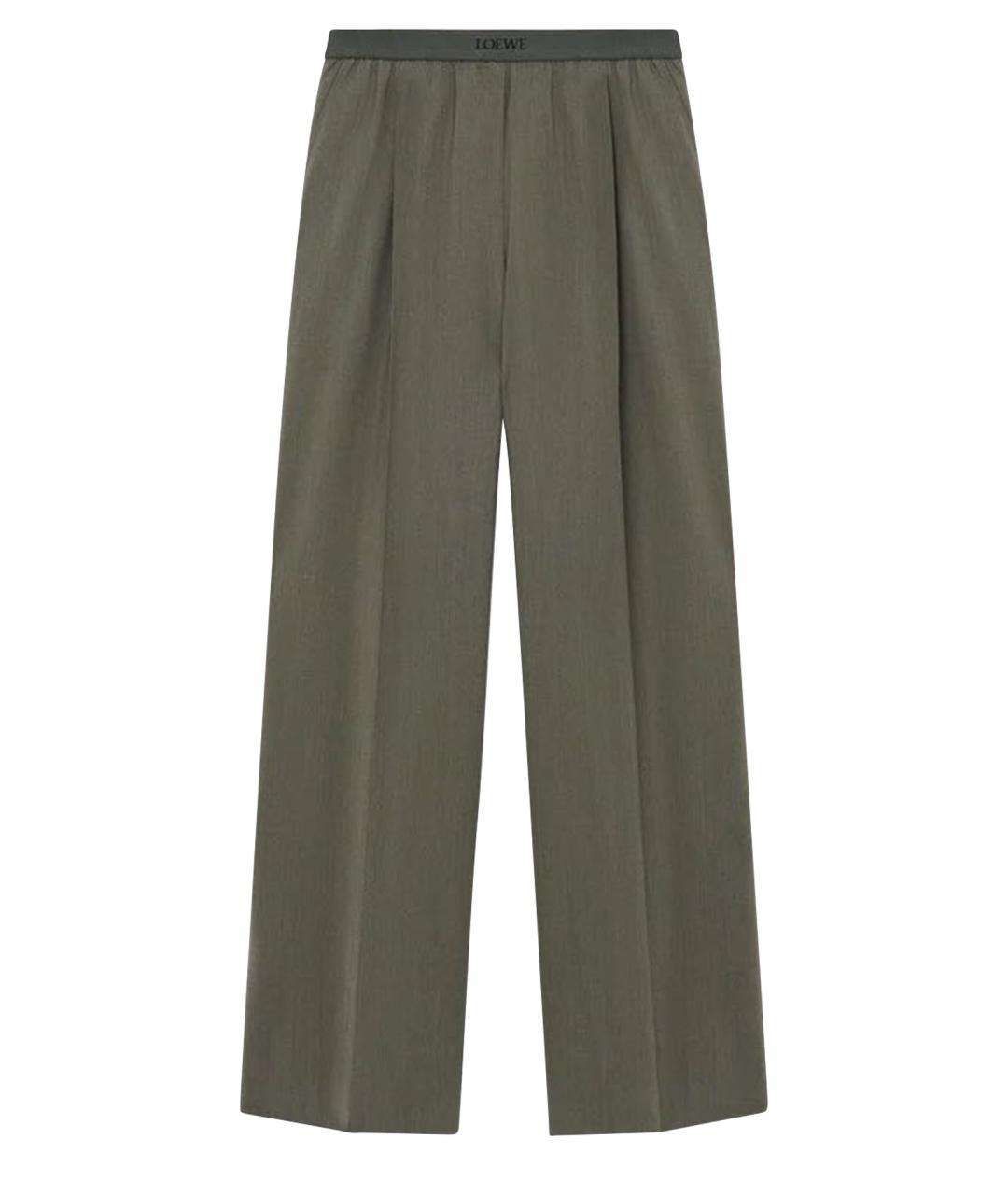 LOEWE Хаки шерстяные брюки широкие, фото 1